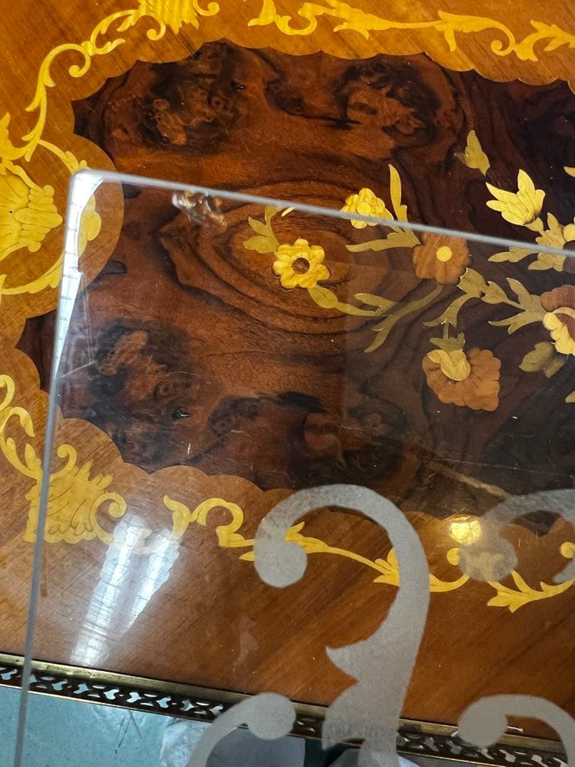 【7/17まで保管★処分家具】イタリア製　アンティーク家具　花柄キッチンワゴン