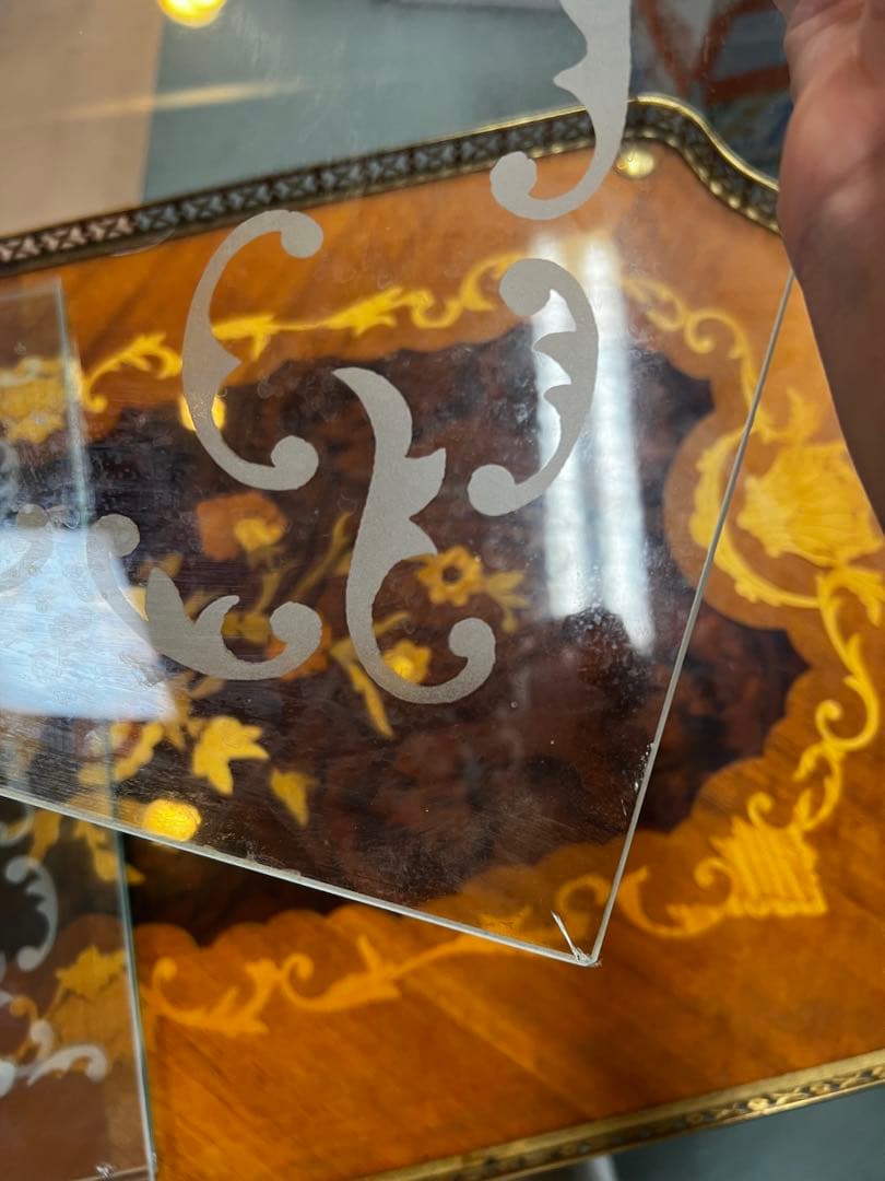 【7/17まで保管★処分家具】イタリア製　アンティーク家具　花柄キッチンワゴン