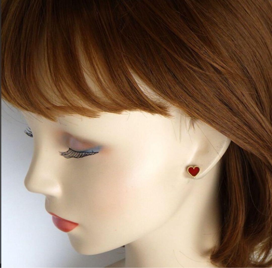 ハイクオリティ　最高品質　ハート　ピアス　レッド