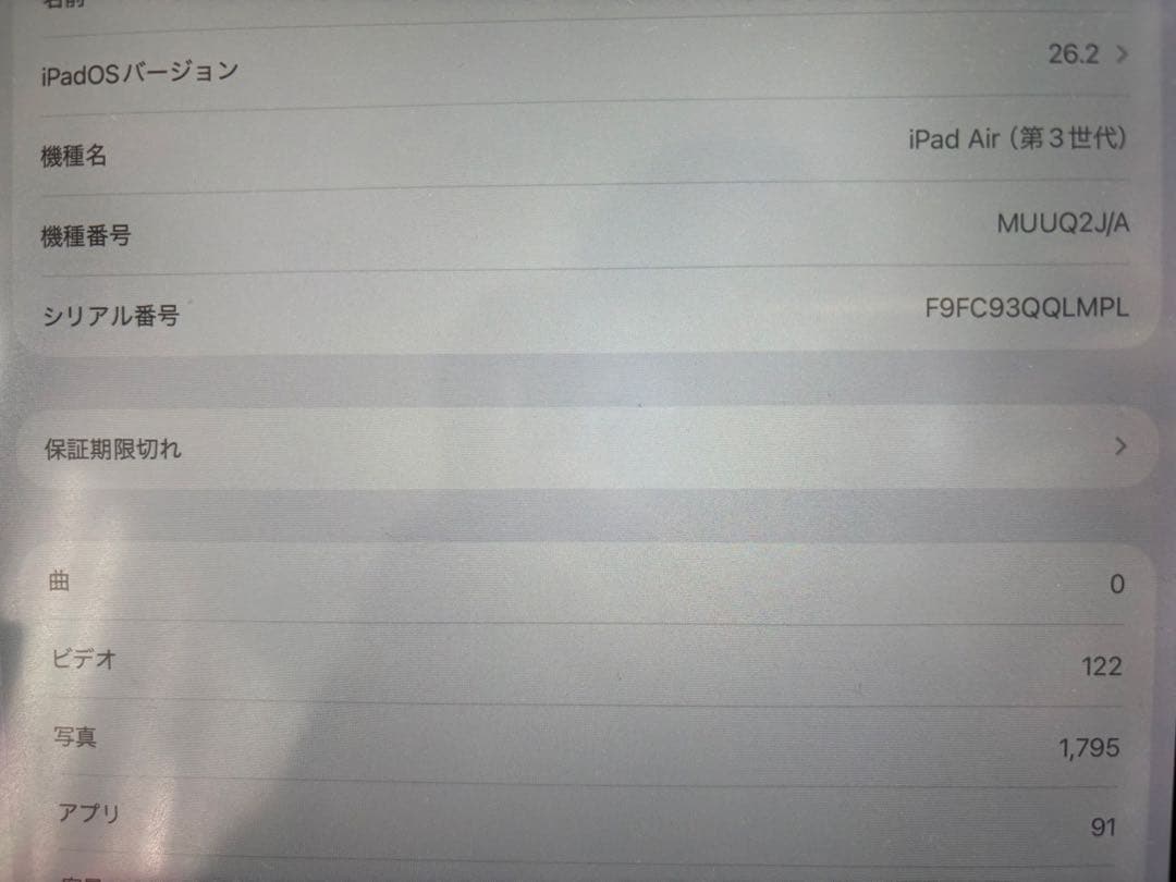 iPad Air(第3世代, 256GB) （ケース+タッチペン+充電器×3付）