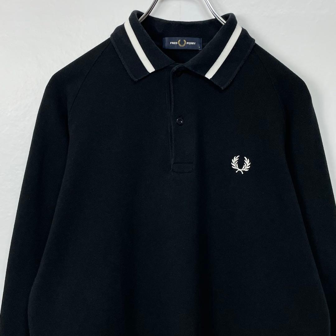 フレッドペリー　F1815 長袖ポロシャツ　ブラック ホワイト
