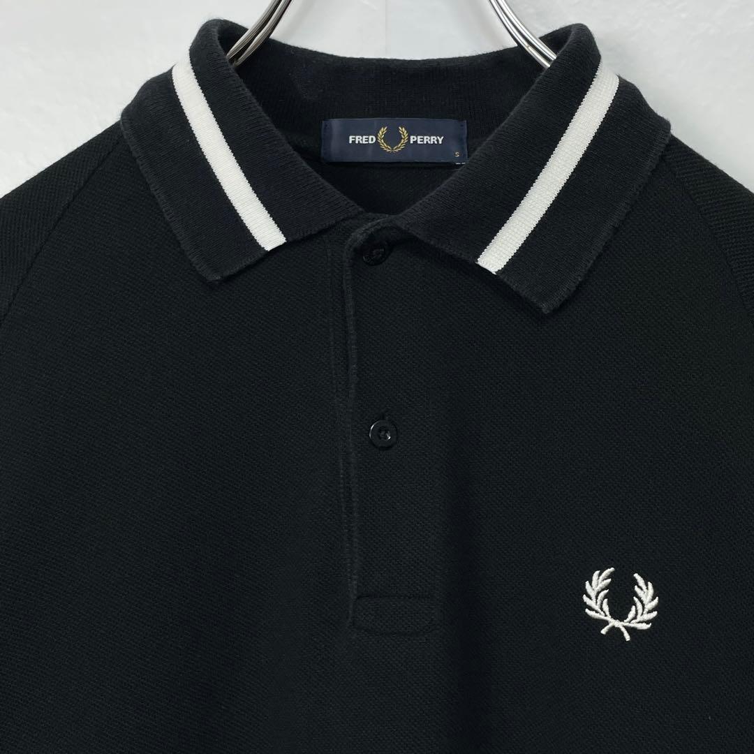 フレッドペリー　F1815 長袖ポロシャツ　ブラック ホワイト