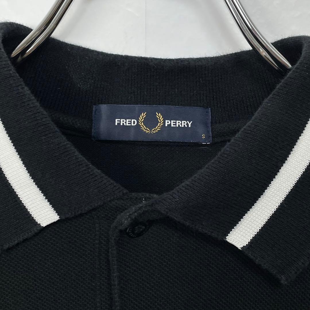 フレッドペリー　F1815 長袖ポロシャツ　ブラック ホワイト