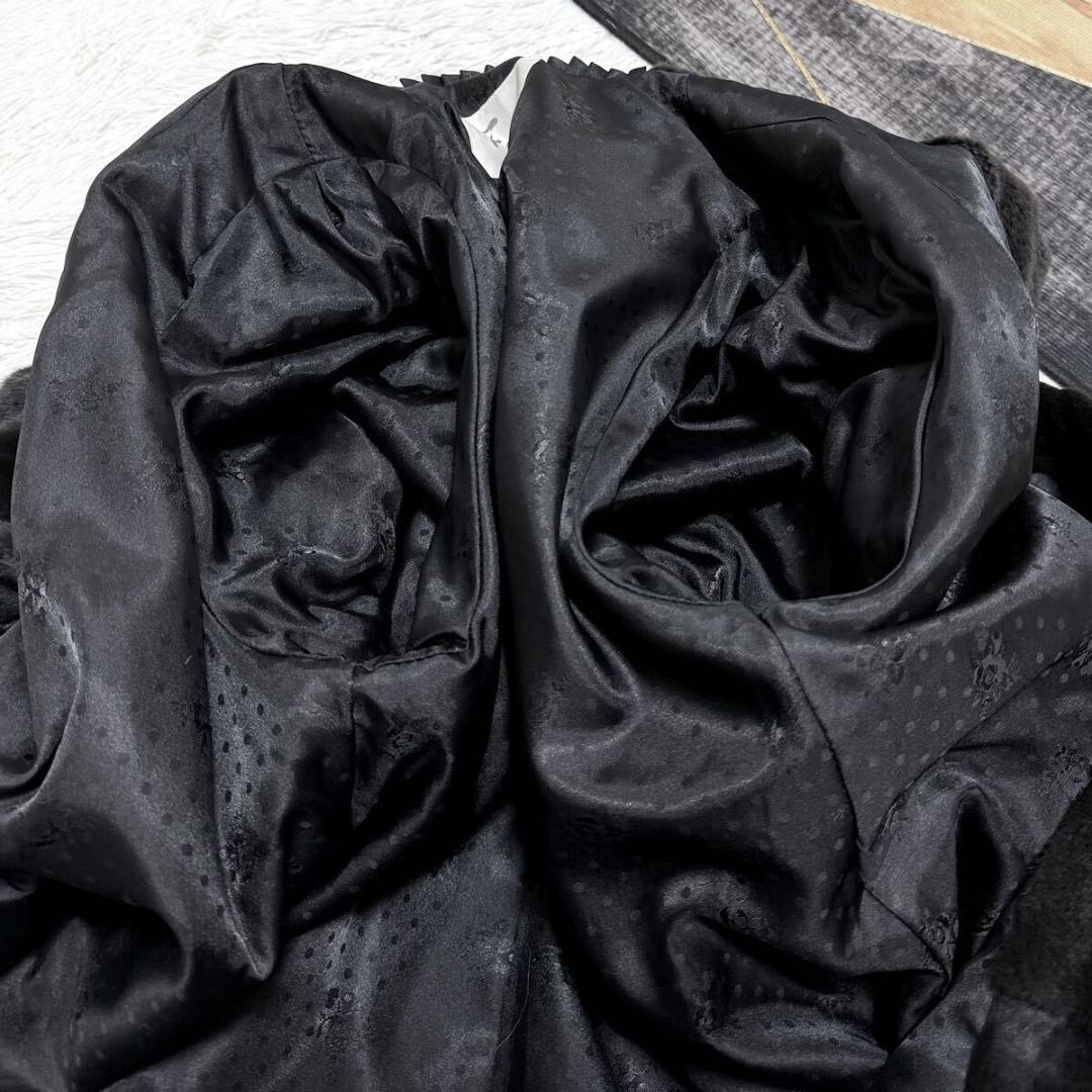 着丈104/激レアデザイン◎ ティアード/フード ロングファーコート 毛皮 XL