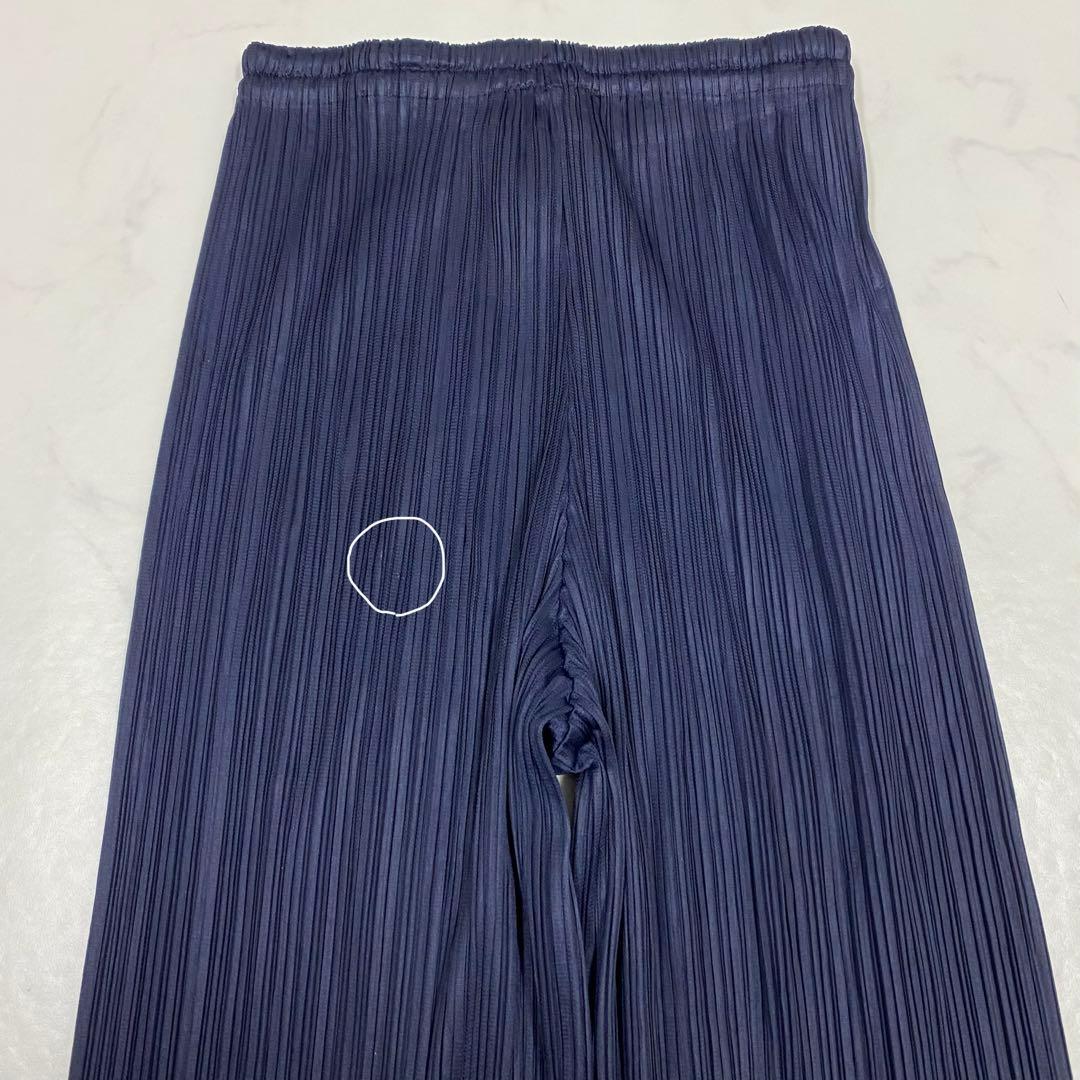 美品★PLEATS PLEASE イッセイミヤケ プリーツパンツ ネイビー 3