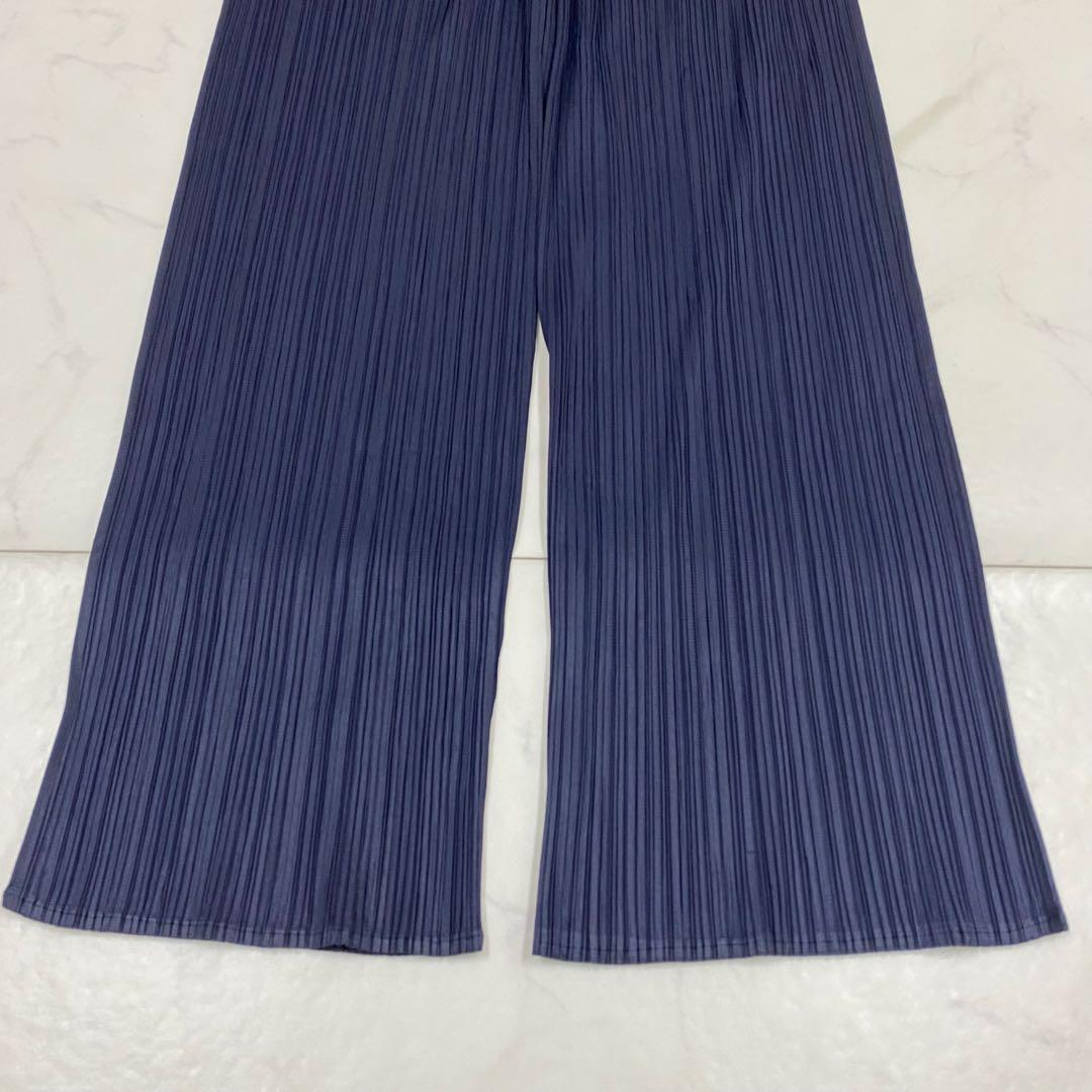 美品★PLEATS PLEASE イッセイミヤケ プリーツパンツ ネイビー 3