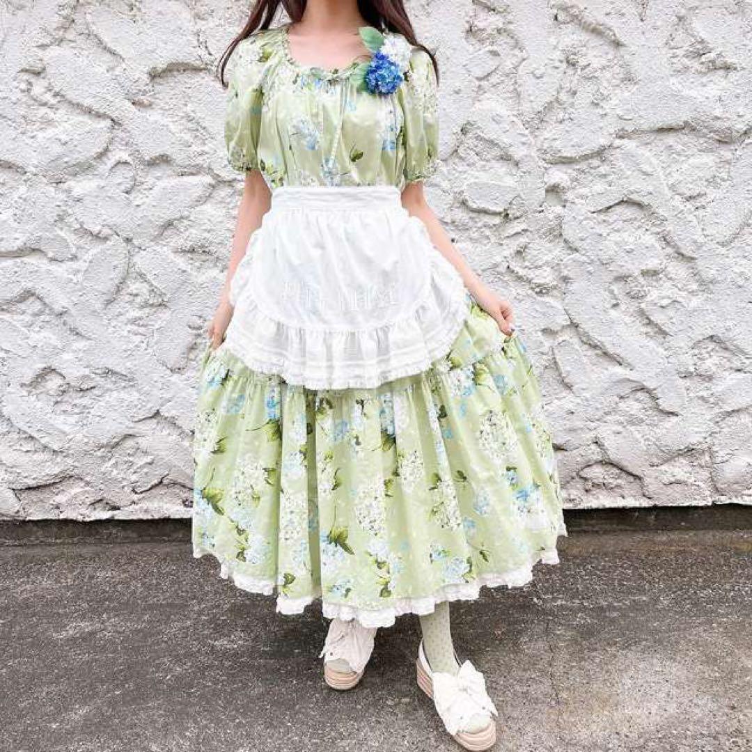 pink house ロゴ刺繍エプロン　白