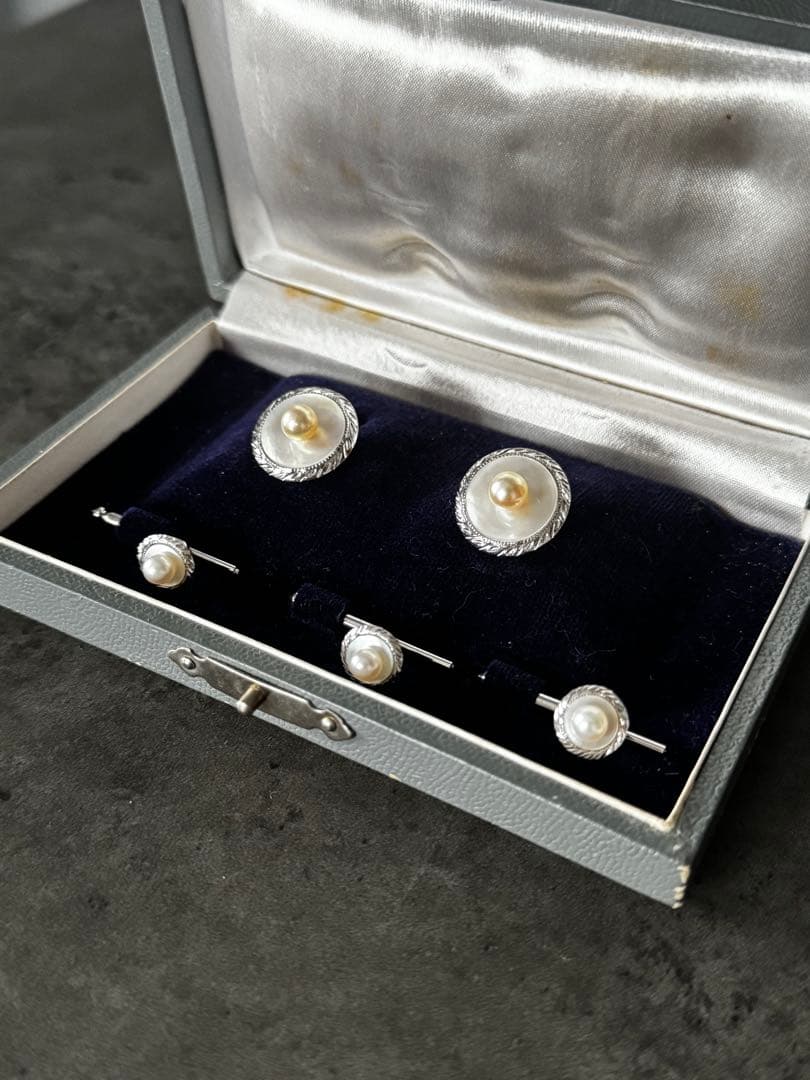 【美品 アンティーク】メンズカフリングスなど パール 真珠