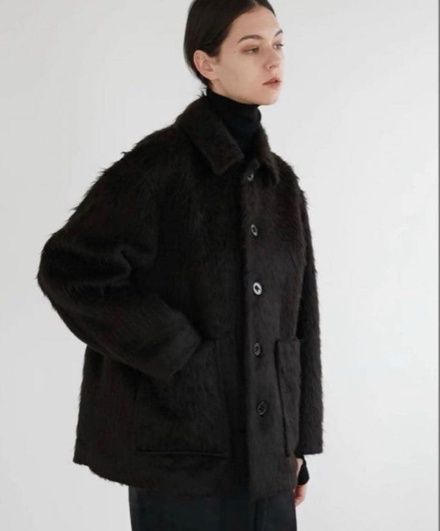 ジャケット・アウター la peau de gem shaggy middle coat black