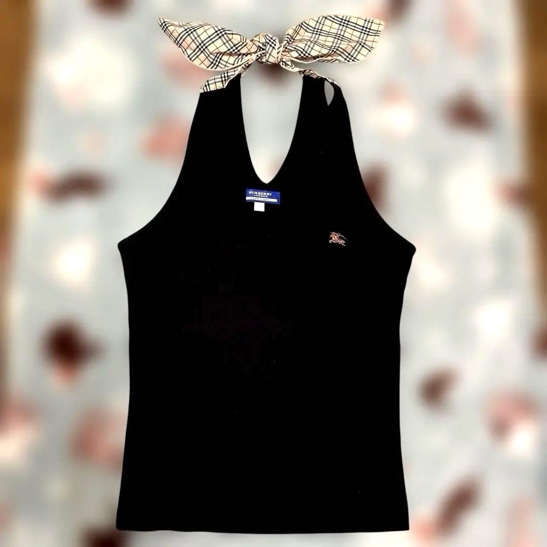 【希少】バーバリーブルーレーベル　ホルターネック　ノバチェック