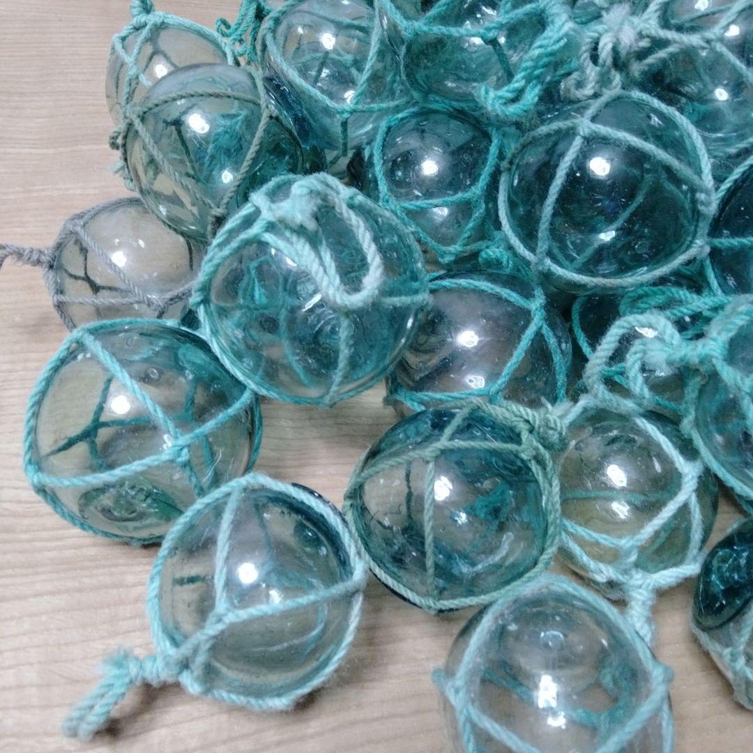 ガラス浮球　浮き玉　ガラス玉　漁具　 ５０個セット　網紐付き