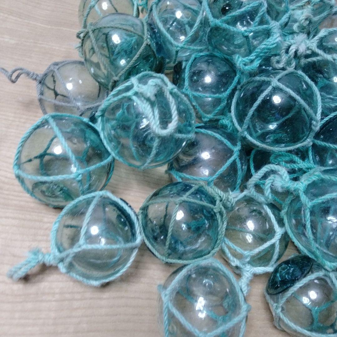 ガラス浮球　浮き玉　ガラス玉　漁具　 ５０個セット　網紐付き