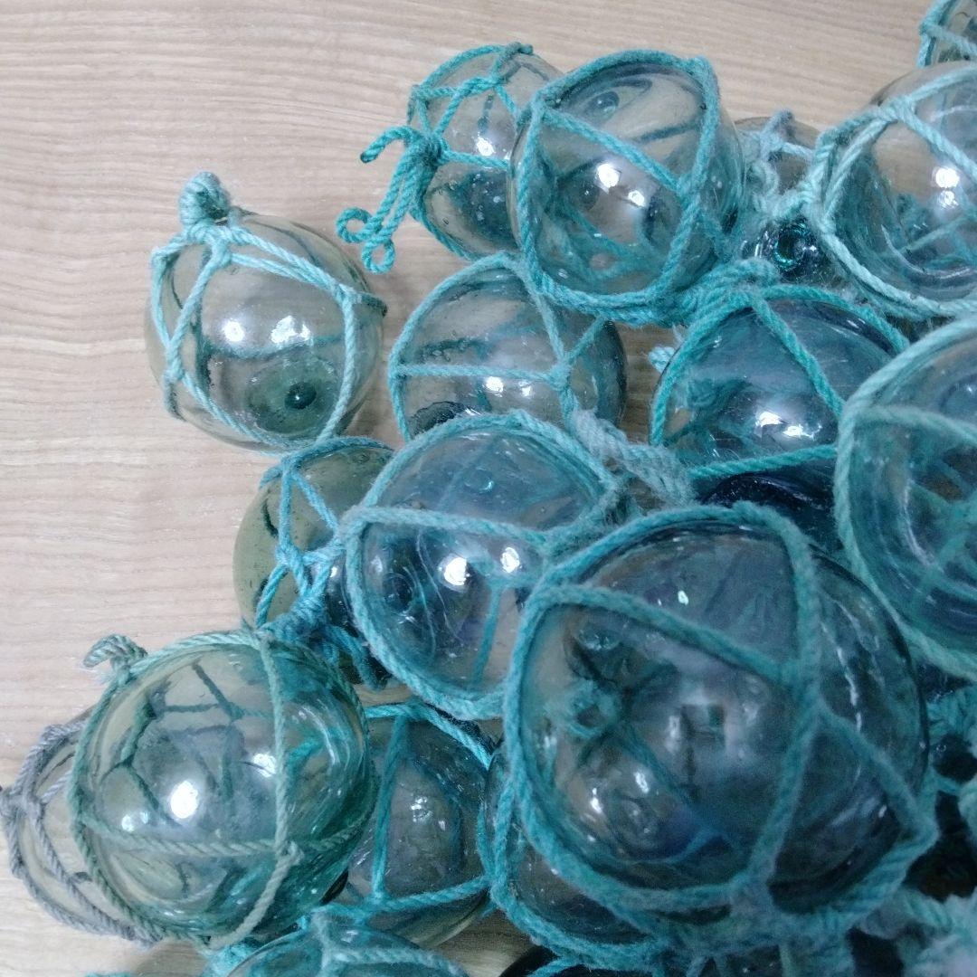 ガラス浮球　浮き玉　ガラス玉　漁具　 ５０個セット　網紐付き
