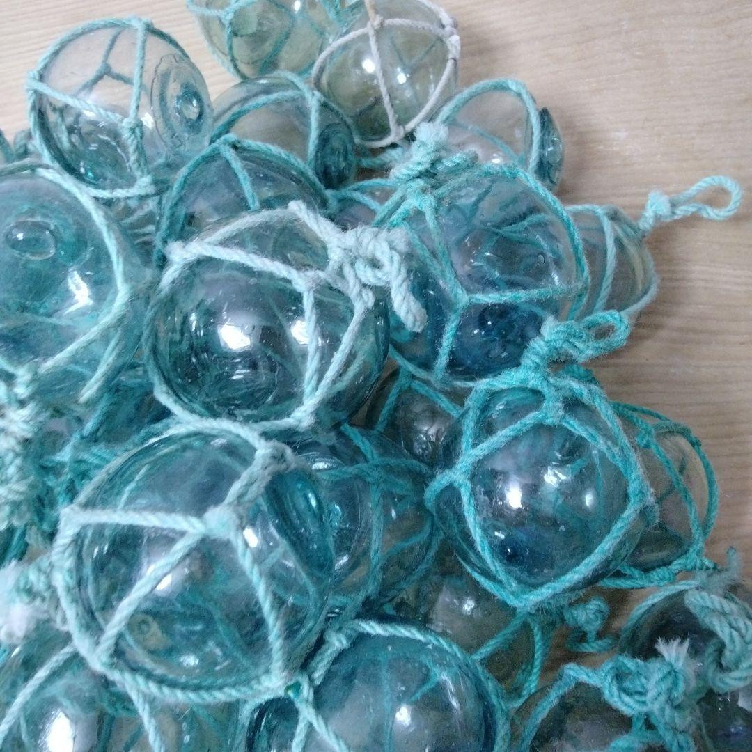 ガラス浮球　浮き玉　ガラス玉　漁具　 ５０個セット　網紐付き