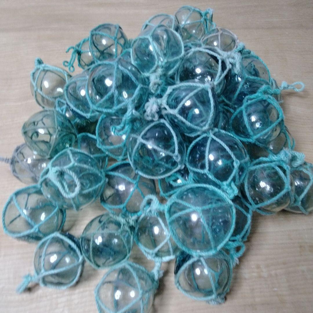 ガラス浮球　浮き玉　ガラス玉　漁具　 ５０個セット　網紐付き