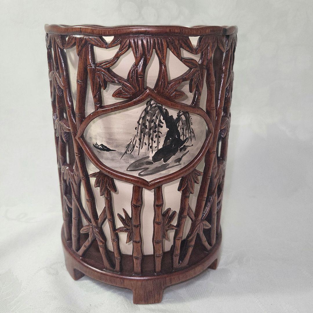 紅木透かし彫り　　凉炉