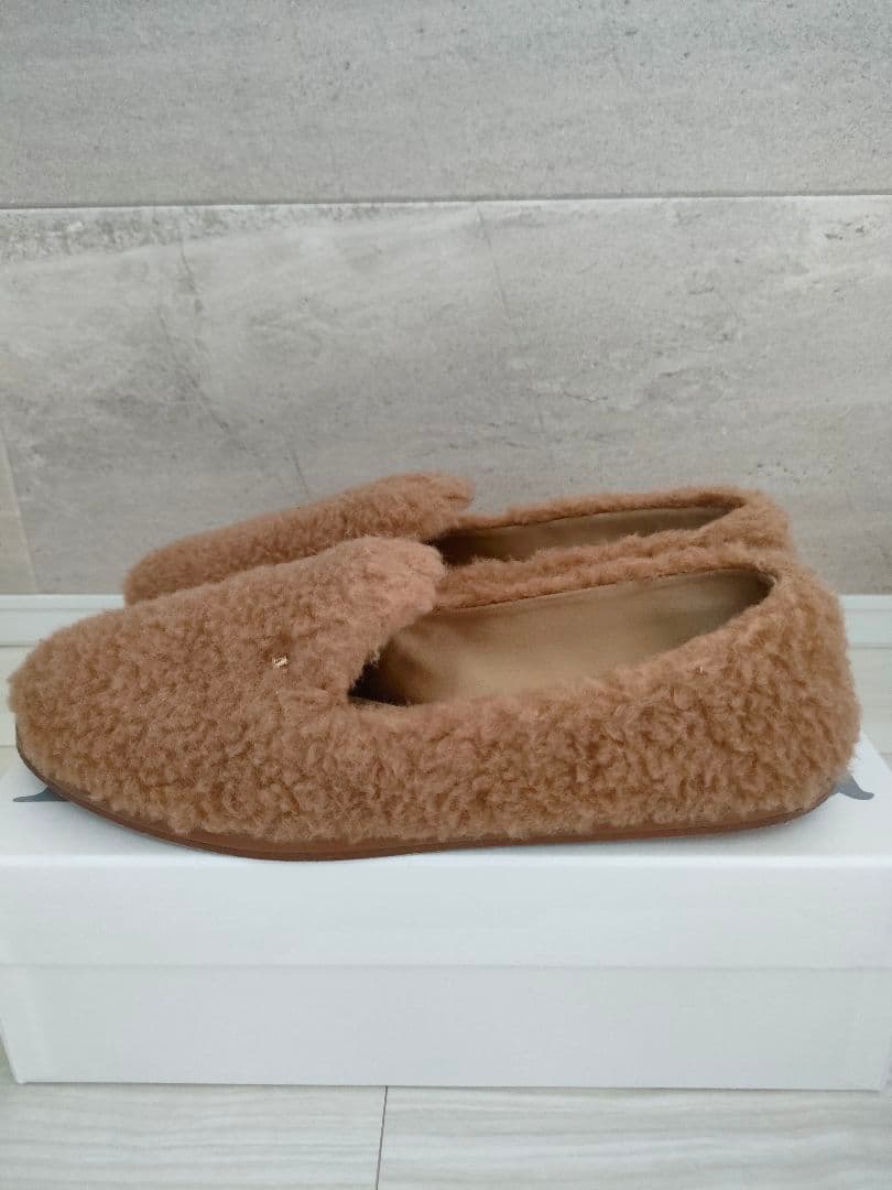 美品　マックスマーラ　MaxMara　テディベアー　フラットシューズ　キャメル