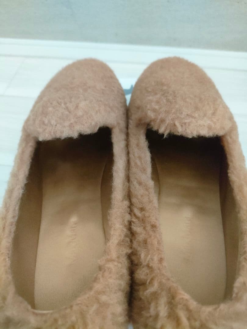 美品　マックスマーラ　MaxMara　テディベアー　フラットシューズ　キャメル
