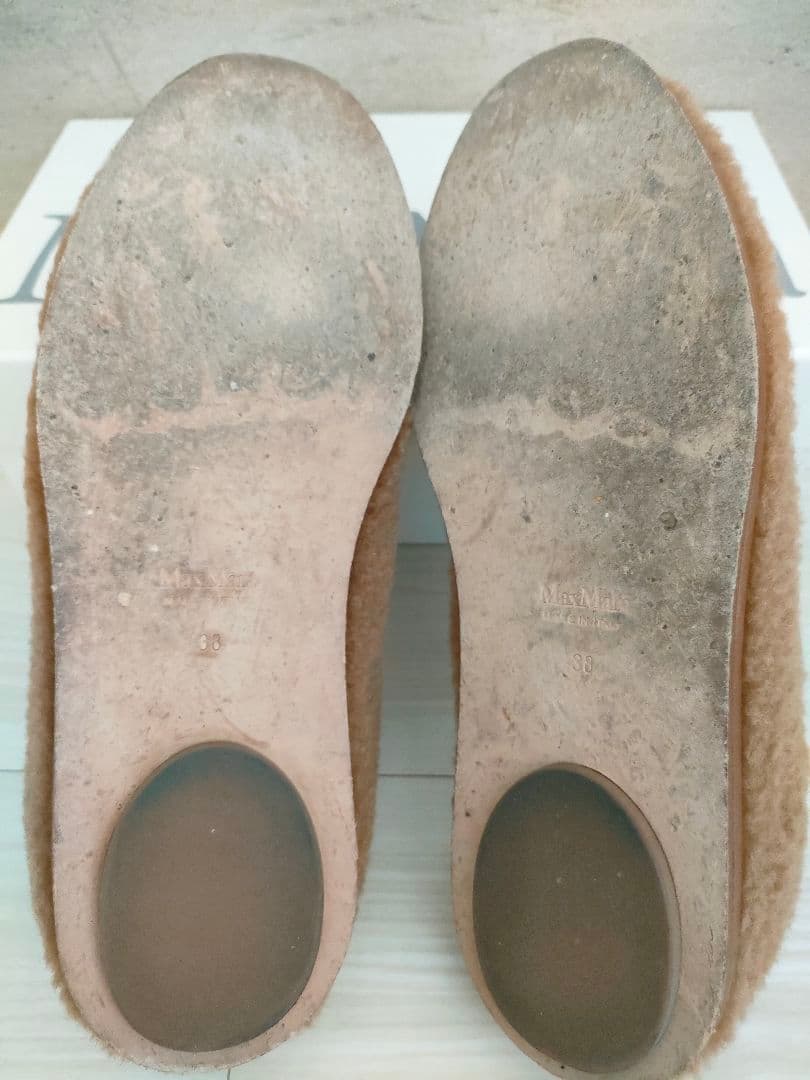 美品　マックスマーラ　MaxMara　テディベアー　フラットシューズ　キャメル