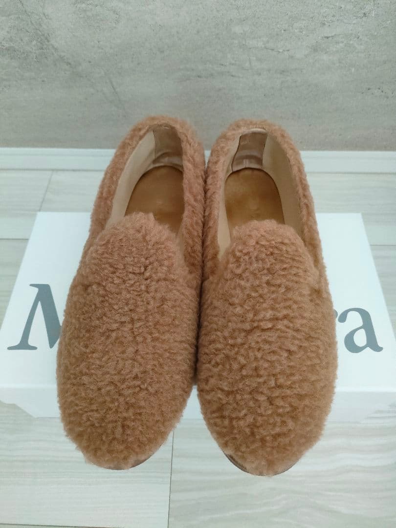 美品　マックスマーラ　MaxMara　テディベアー　フラットシューズ　キャメル