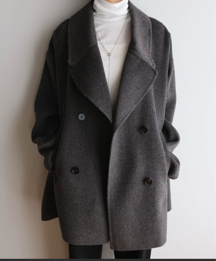evernavy ウールリバーPコート　チャコールグレー