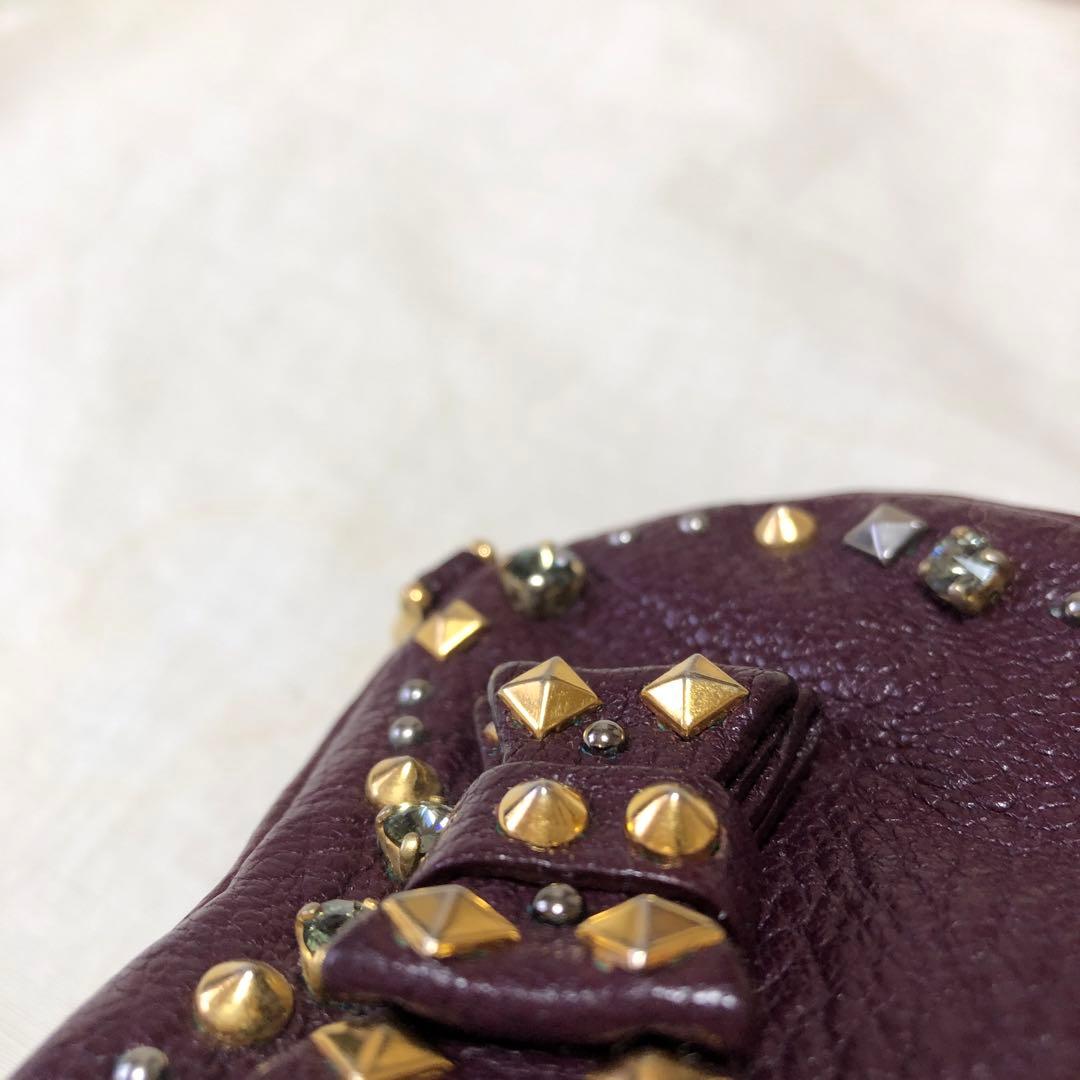 ミュウミュウ スタッズ付きハート型ケース　ビジュー　キーホルダー