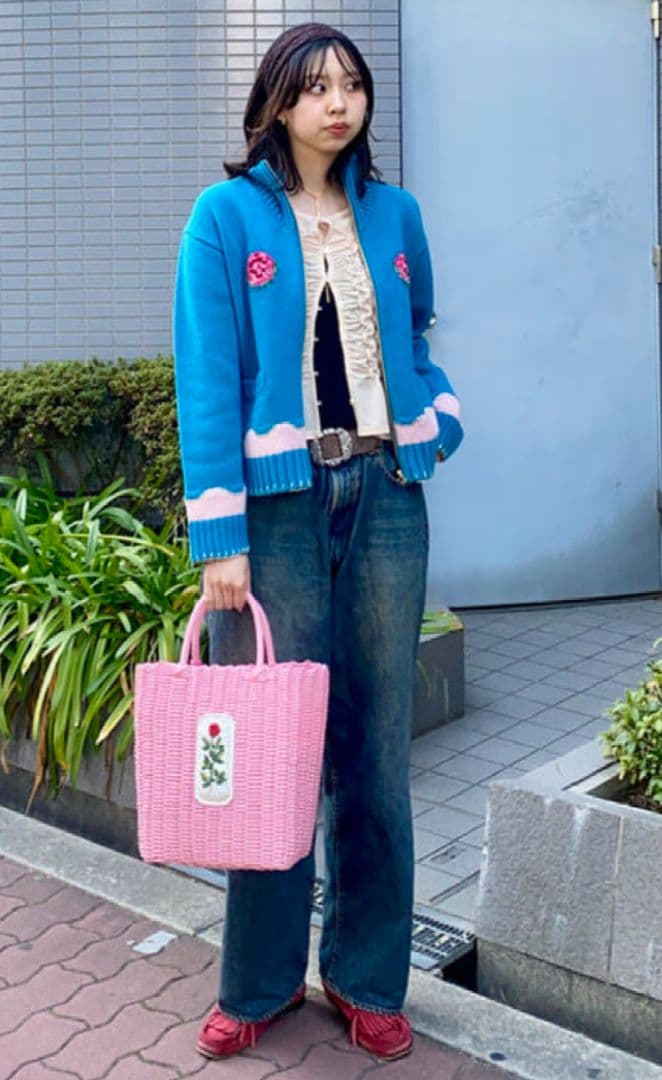 【新品タグ付き】ルルメリー × ビームス 手刺繍のかごバッグ (大)