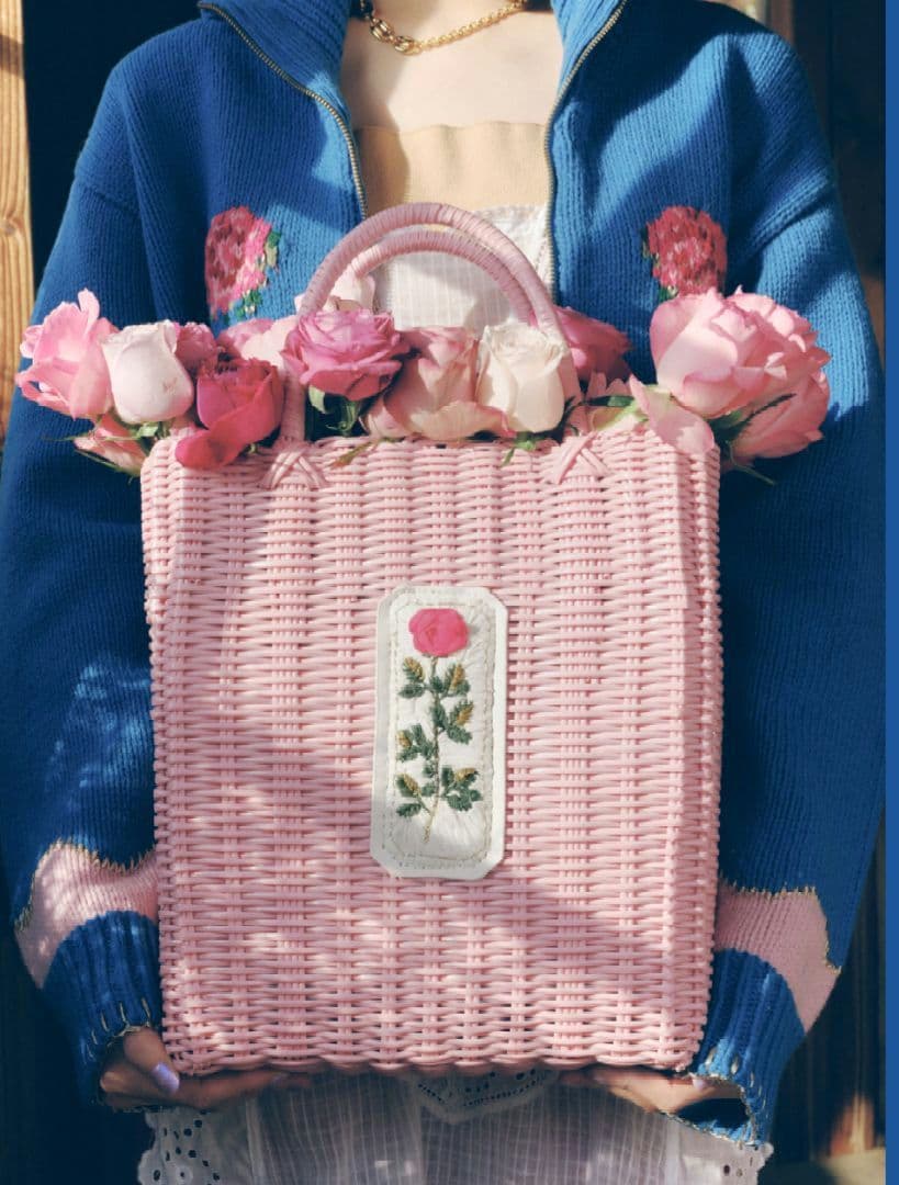 【新品タグ付き】ルルメリー × ビームス 手刺繍のかごバッグ (大)