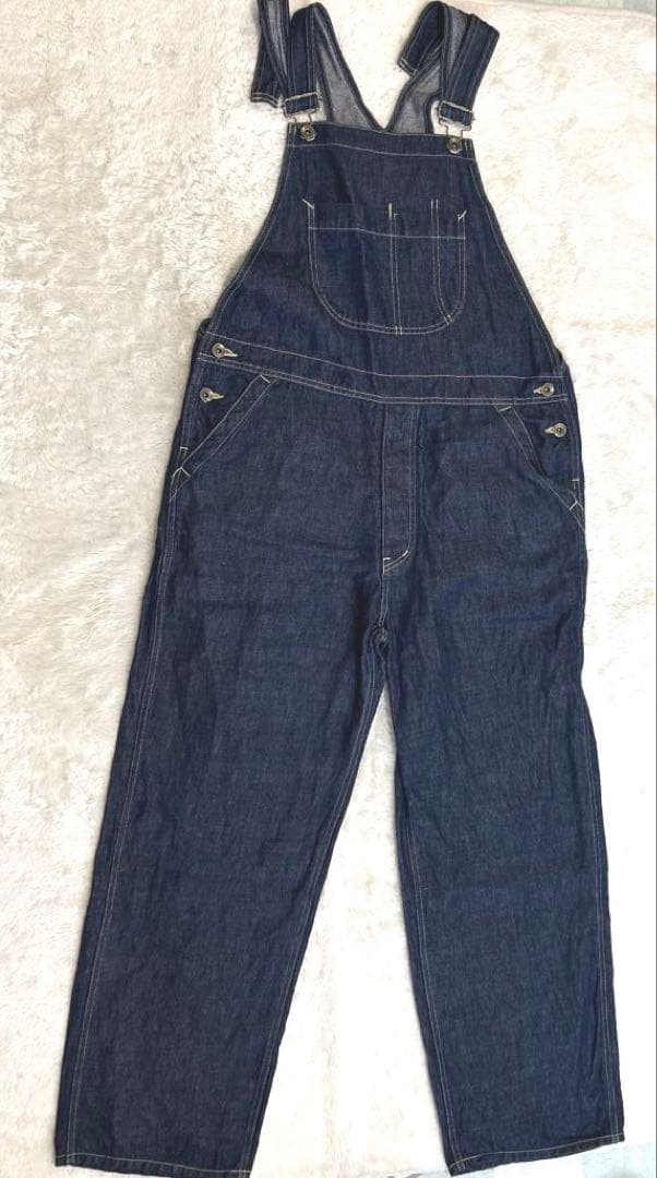 ヴェリテクール定価35200円コットンリネンオーバーオール　インディゴST041