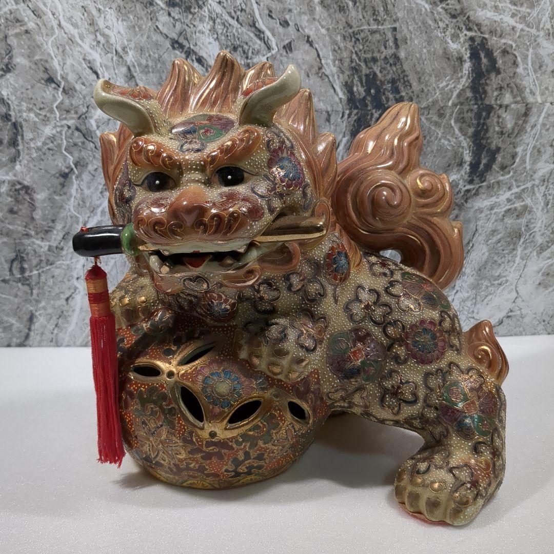 九谷焼 九谷五彩 獅子置物 ペア シーサー 狛犬 一対 縁起物 魔除け 厄除け