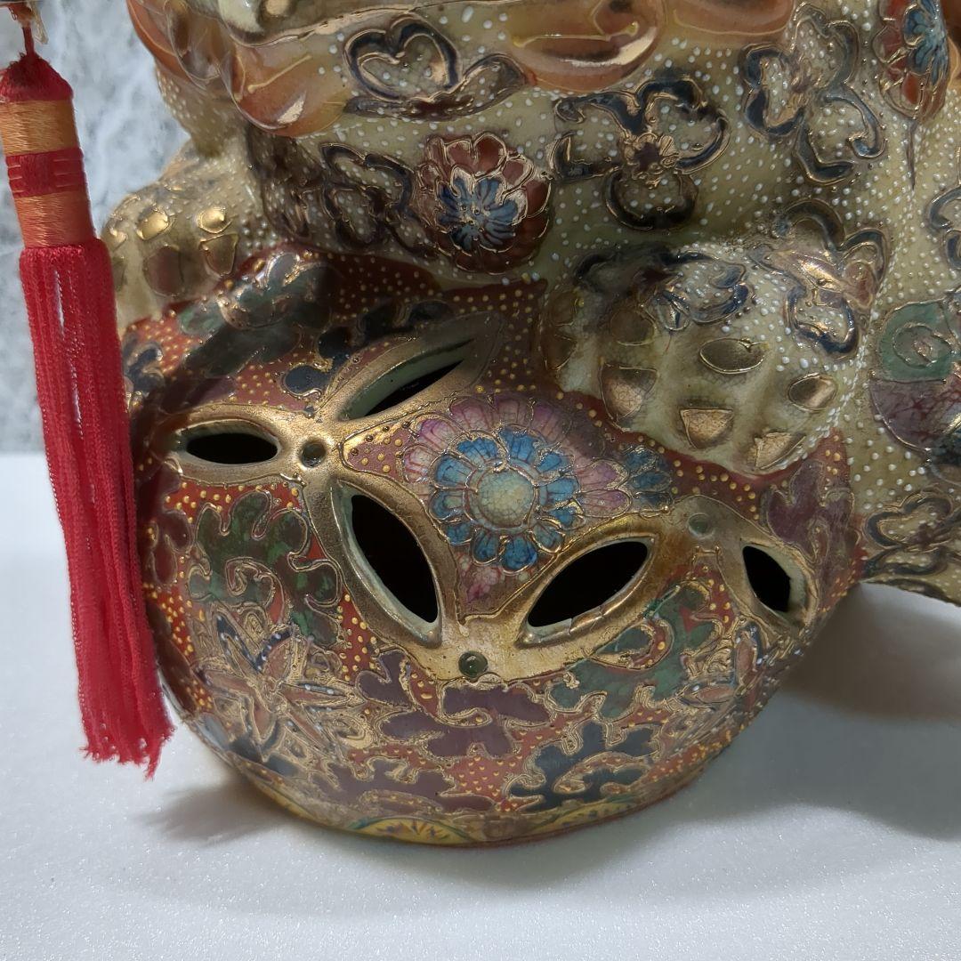 九谷焼 九谷五彩 獅子置物 ペア シーサー 狛犬 一対 縁起物 魔除け 厄除け