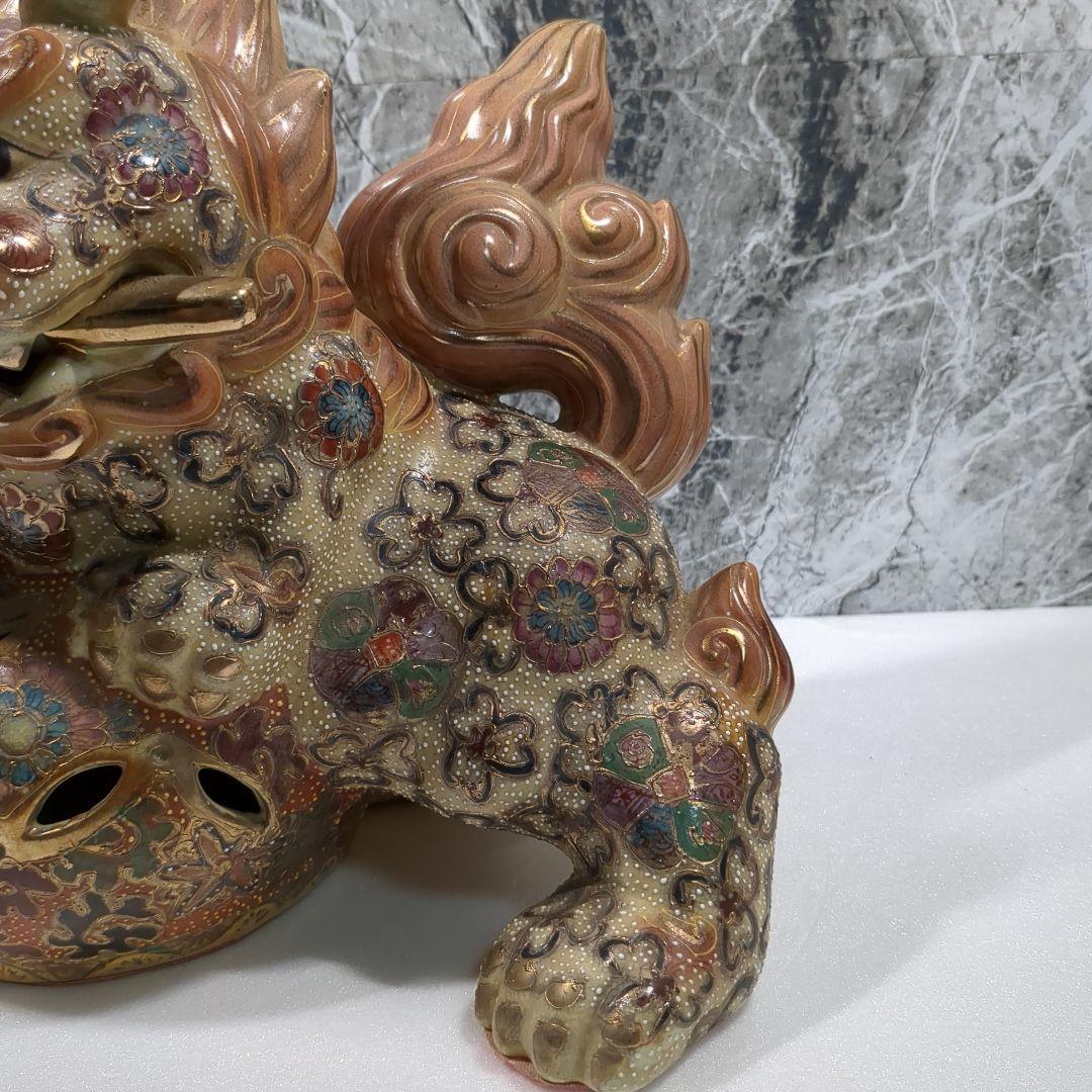 九谷焼 九谷五彩 獅子置物 ペア シーサー 狛犬 一対 縁起物 魔除け 厄除け