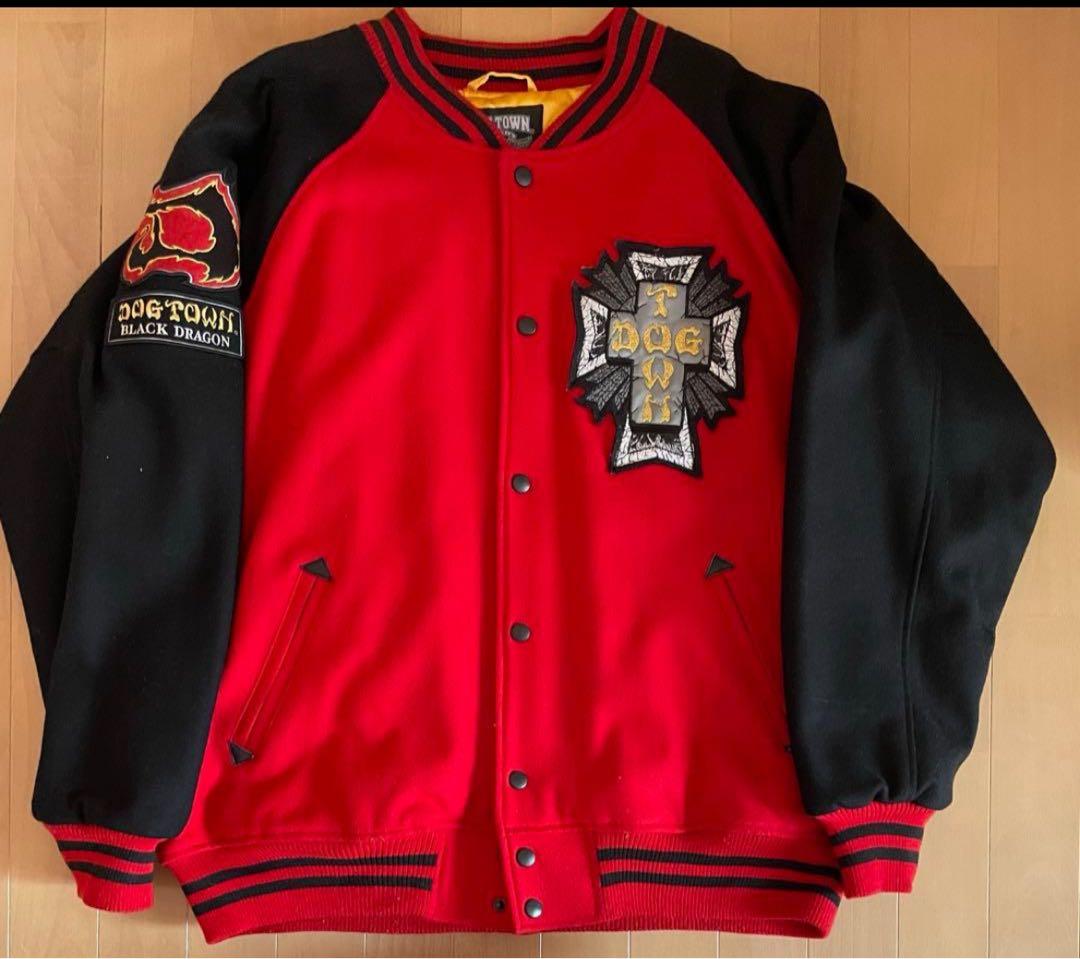 美品★DOG TOWN スタジャン XL ブラックドラゴン　 レッド/ブラック