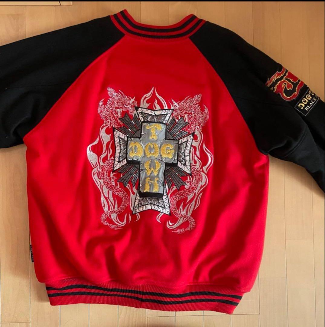 美品★DOG TOWN スタジャン XL ブラックドラゴン　 レッド/ブラック