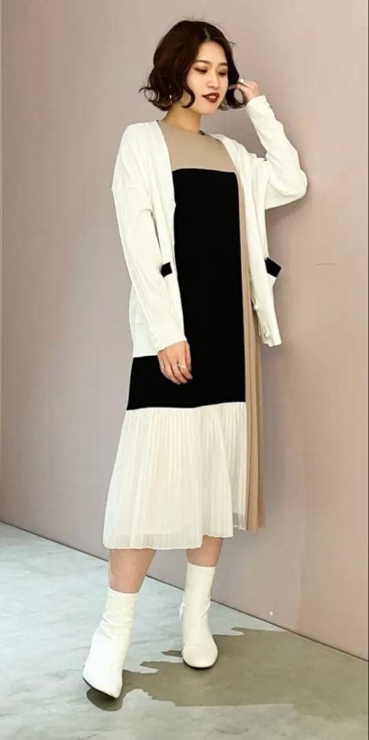 グレースコンチネンタル　グレースクラス　 カラーブロックプリーツワンピース 36