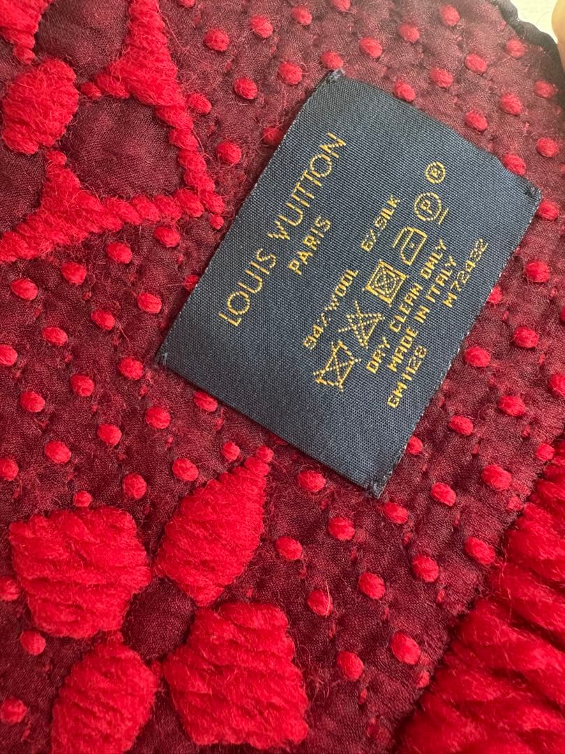 ルイヴィトン エシャルプ ロゴマニア マフラー ルビー レッド M72432