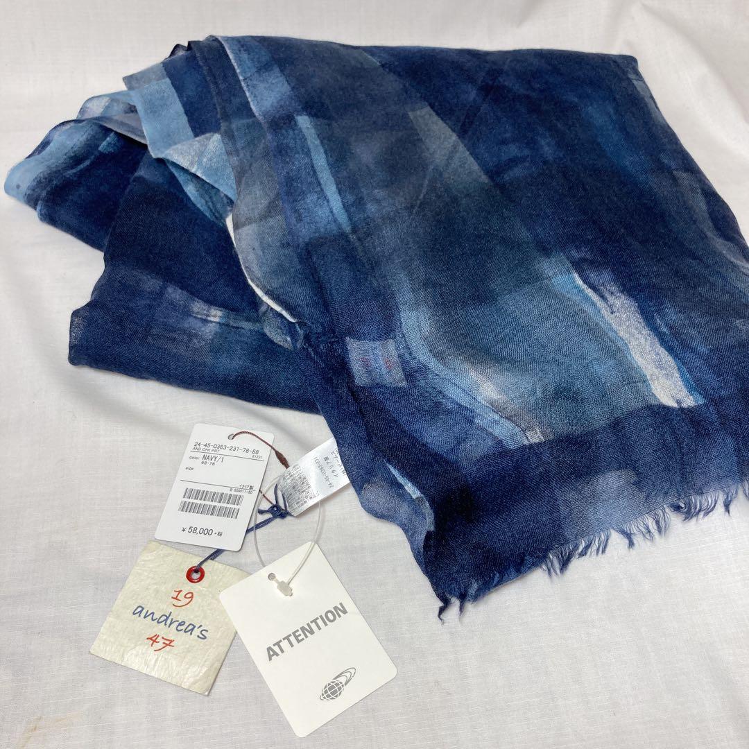 Y6192 定価58000 アンドレアズ　カシミヤ100%大判ストール