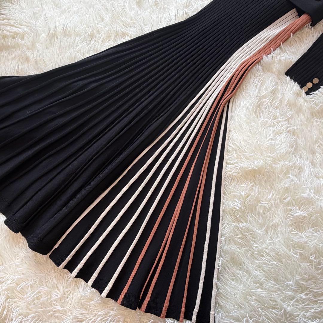 美品　ダイアグラム　スカーフネックニットワンピース　ブラック