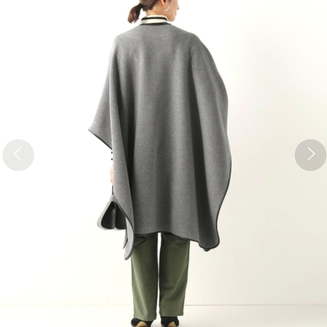 IENA ウール　コート　ポンチョ　グレー　ウールトリミングポンチョ　値下げ