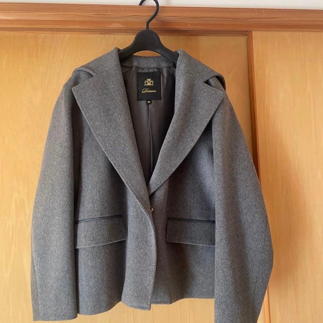 Drawer 2024AW グレー フード付きショートコート＊美品＊