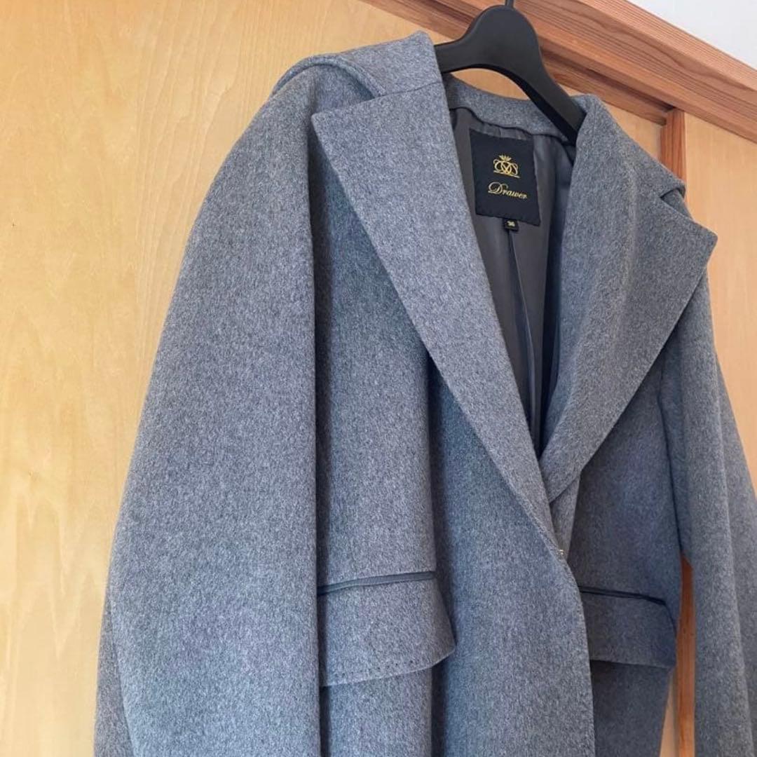 Drawer 2024AW グレー フード付きショートコート＊美品＊