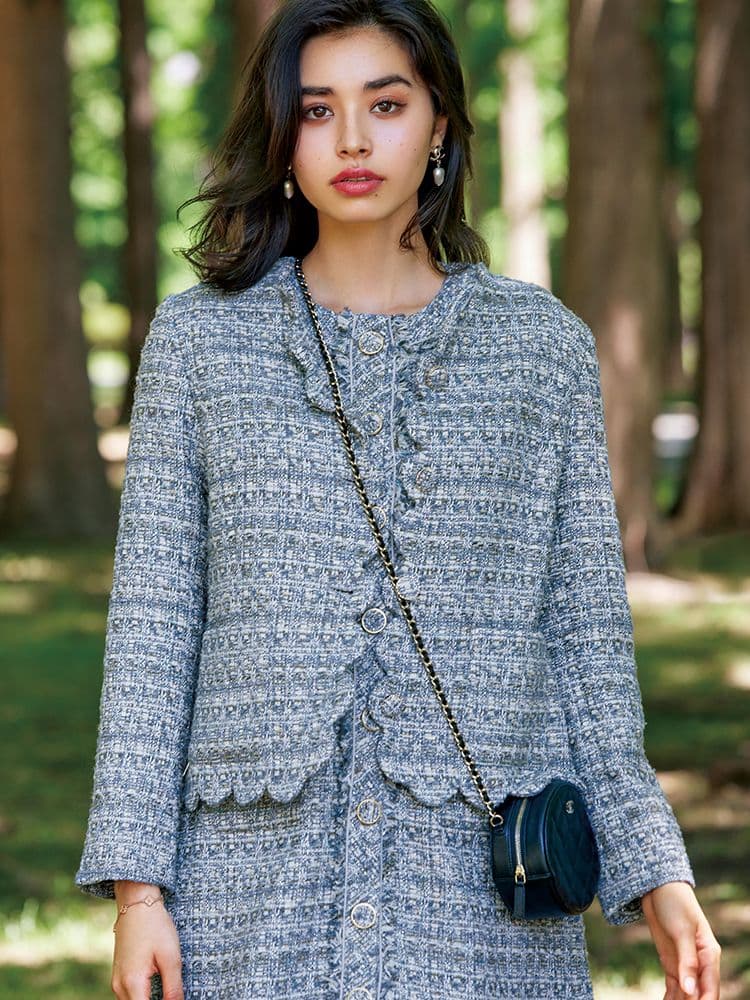 Miii【0109-1】Chesty スカラップツイードジャケット