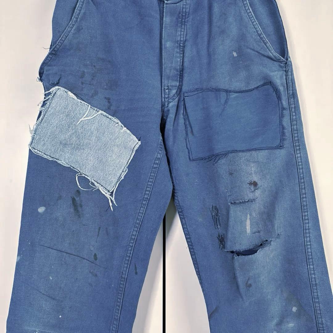 【50s フレンチ】モールスキン ワークパンツ パッチワーク　ボロ 襤褸
