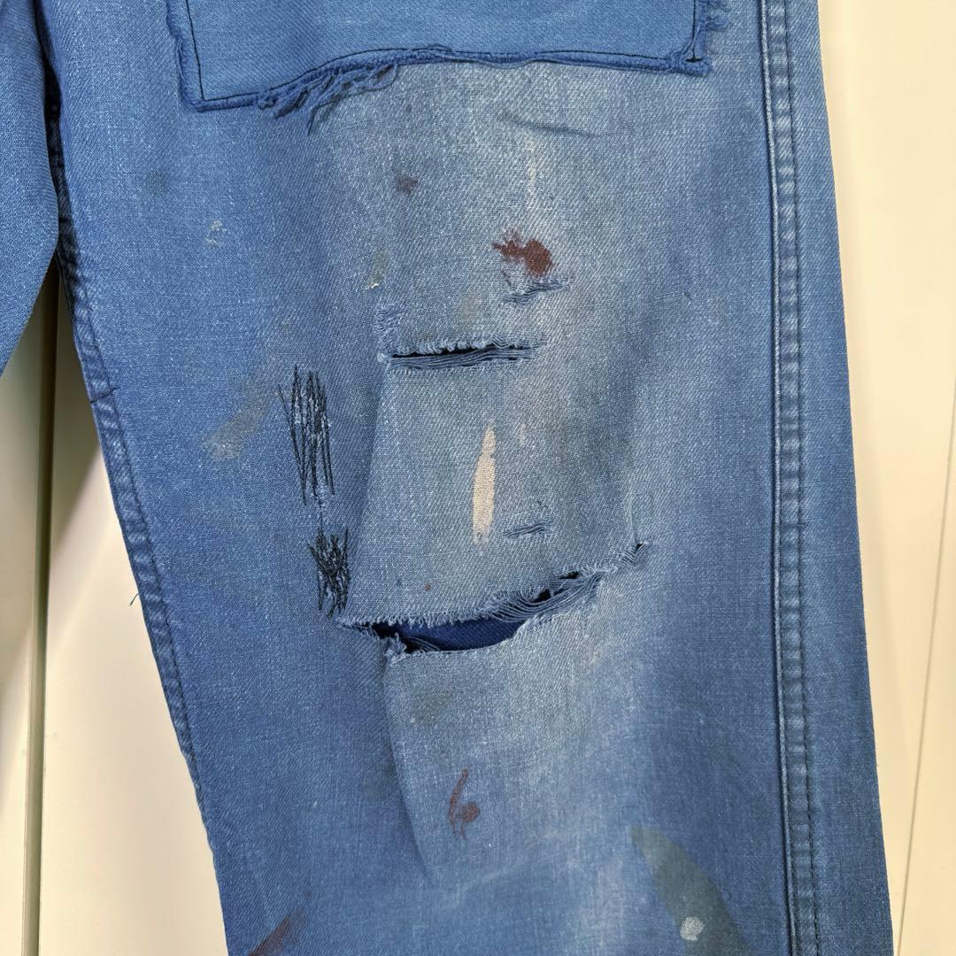 【50s フレンチ】モールスキン ワークパンツ パッチワーク　ボロ 襤褸