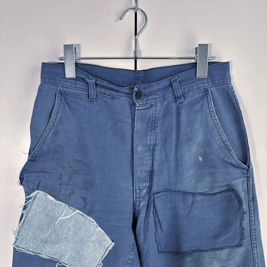 【50s フレンチ】モールスキン ワークパンツ パッチワーク　ボロ 襤褸