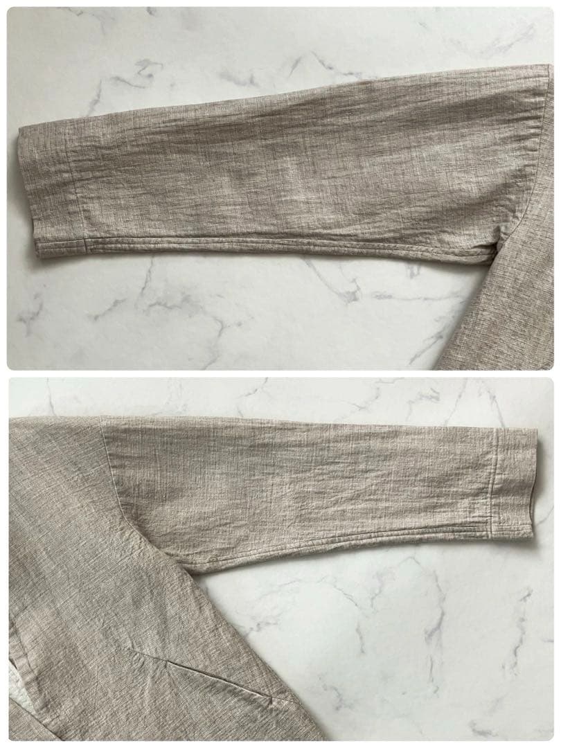 プリスティン コットンヤクリネン二重織りジャケット　カラーレス　ゆったり