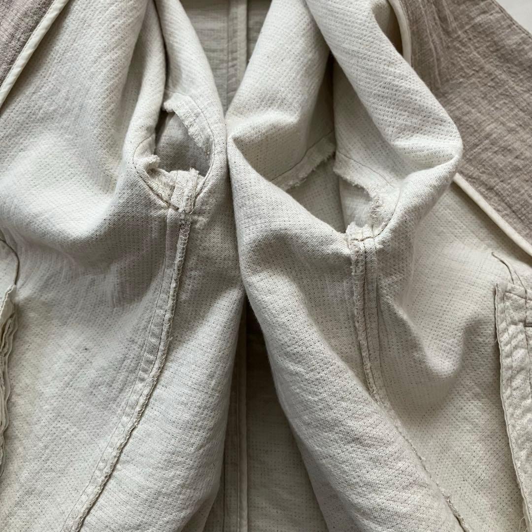 プリスティン コットンヤクリネン二重織りジャケット　カラーレス　ゆったり