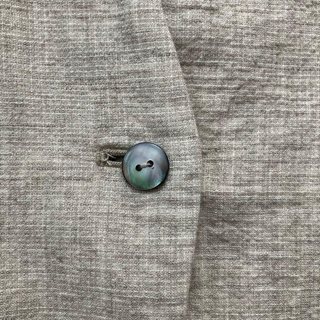 プリスティン コットンヤクリネン二重織りジャケット　カラーレス　ゆったり