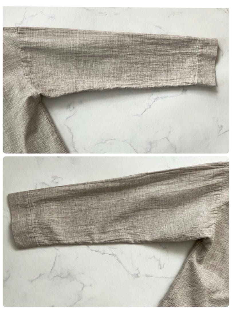 プリスティン コットンヤクリネン二重織りジャケット　カラーレス　ゆったり