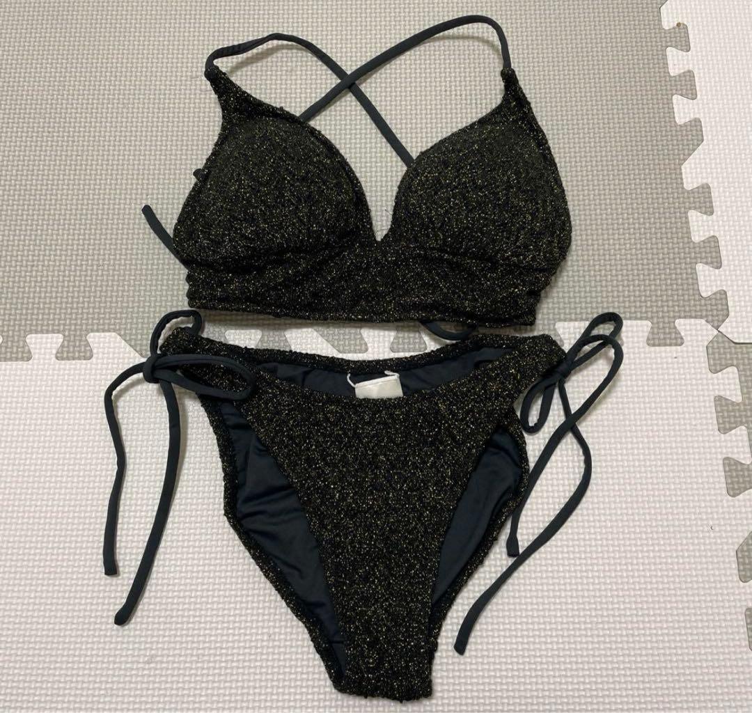 ALENCY ラメニットビキニ ブラック